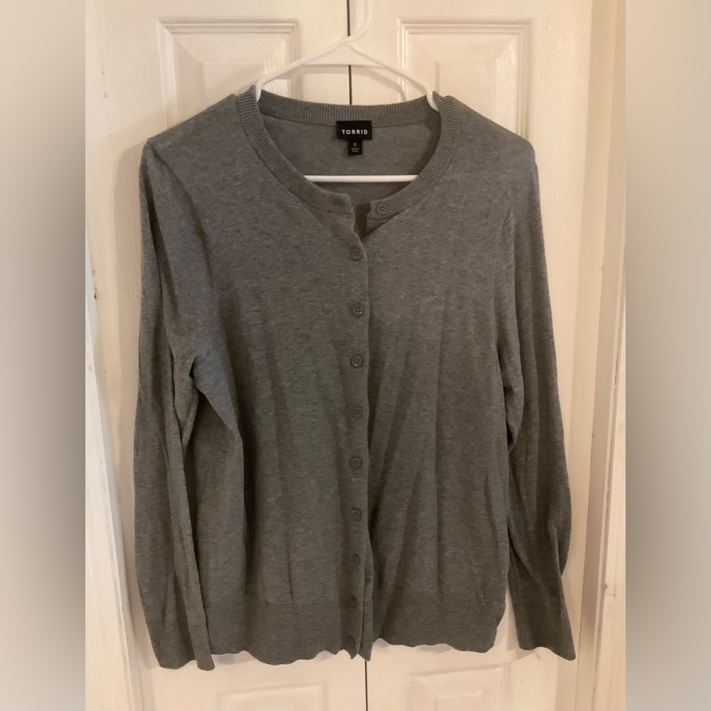 Torrid Gray Button-Front Cardigan